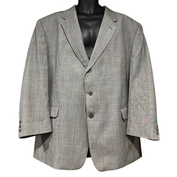 Calvin Gray Tattersall Suit Jacket Pants Men’s 50R 46W - Picture 2 of 11